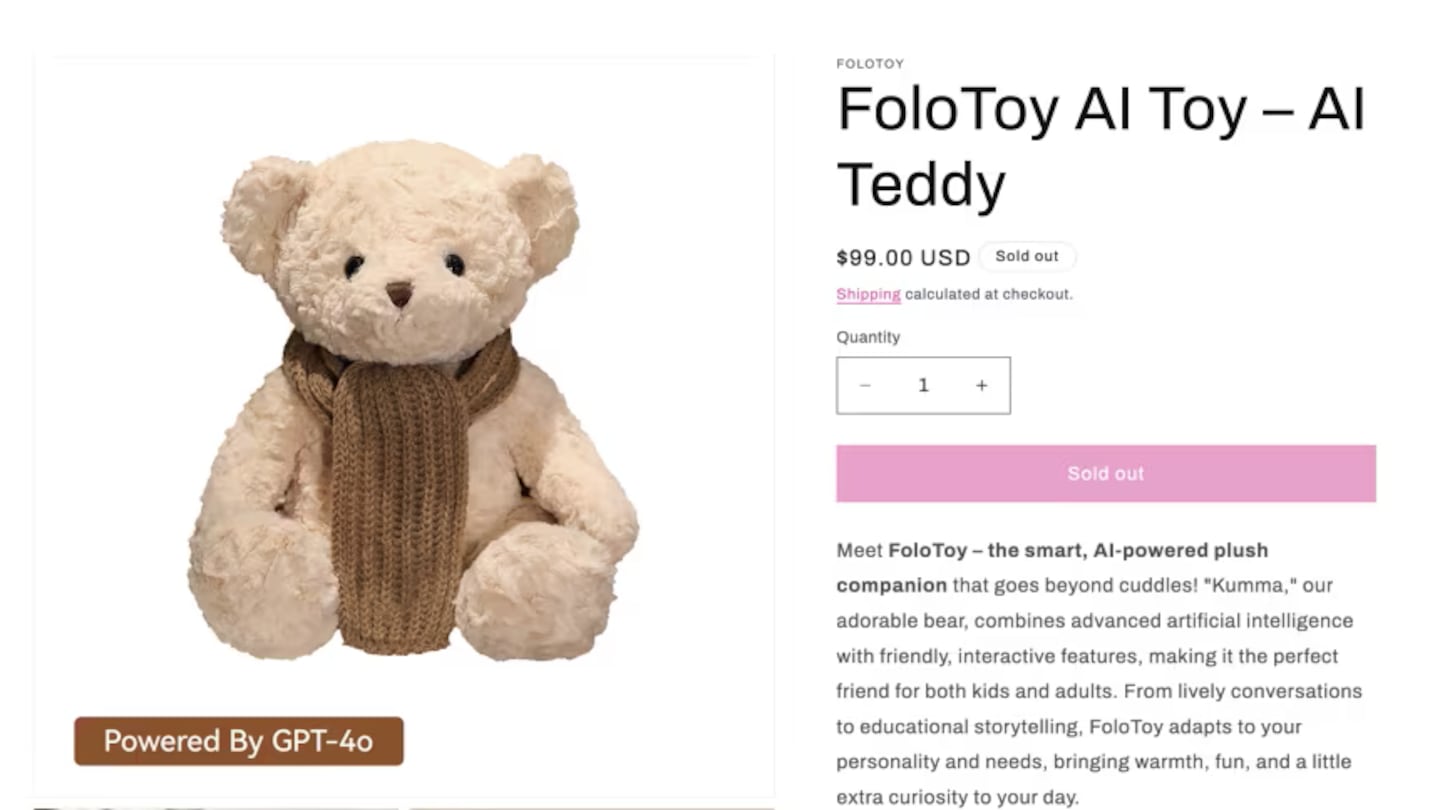 Venta de osito de peluche con inteligencia artificial fue suspendida por promover temas sexuales y peligrosos